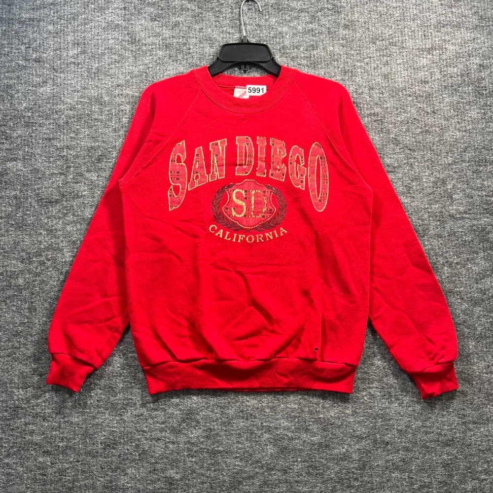 Vintage Jerzees San Diego California Sweatshirt Red Raglan Made in USA Medium